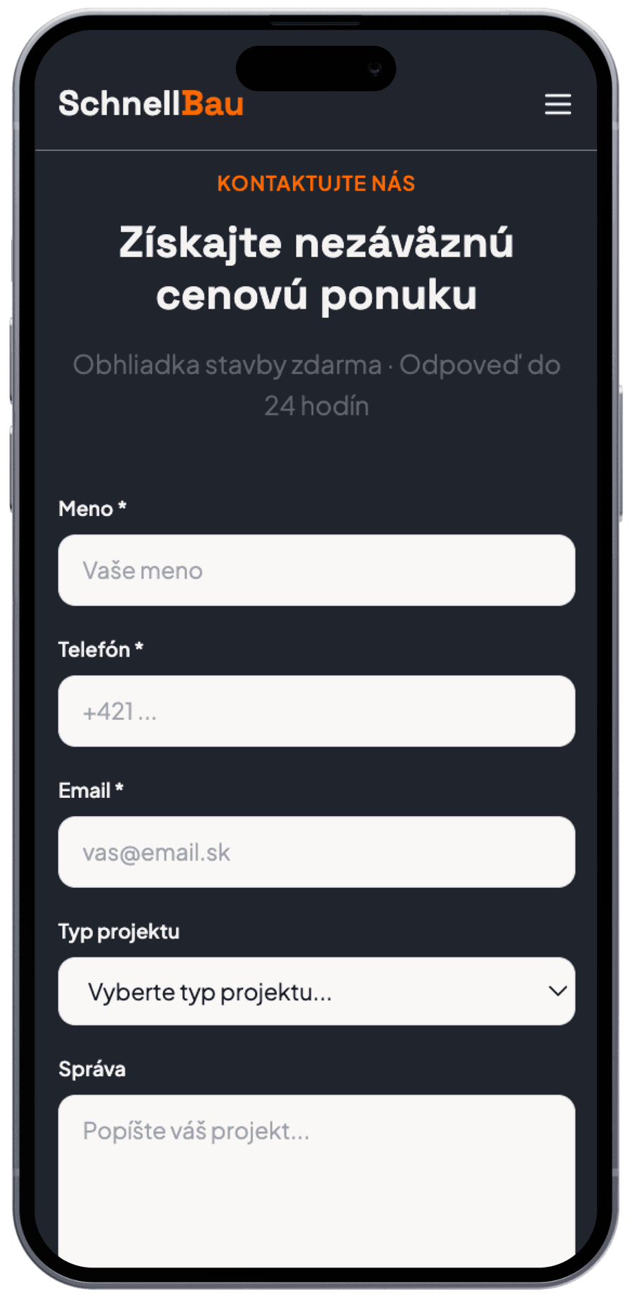 Schnellbau – mobile contact form